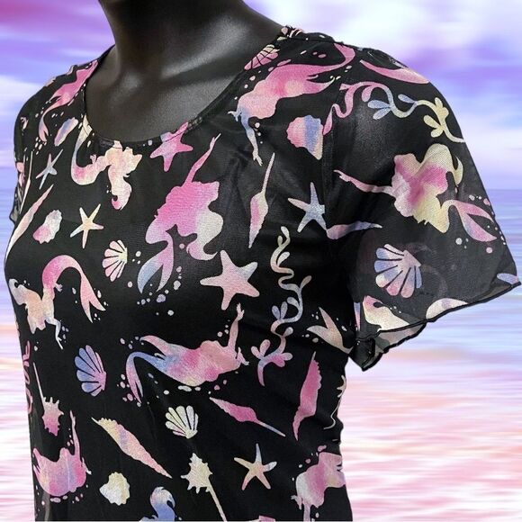 Torrid Disney The Little Mermaid Mesh T-Shirt Midi Dress NWT - Picture 5 of 15